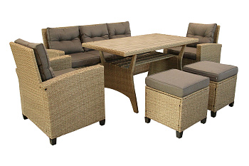 Набор мебели Морис  2 уп.(ротанг серый, подушки серые) 