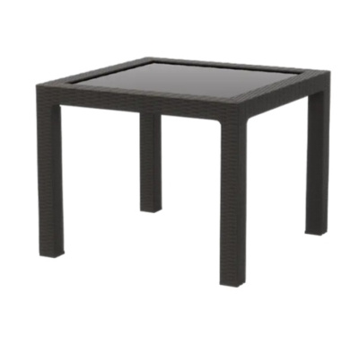 Стол пластиковый RATTAN 95x95см квадратный со стеклом (антрацит)