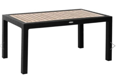 Стол пластиковый RATTAN 160x95см прямоугольный (антрацит)
