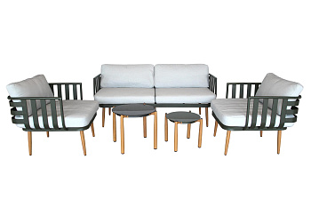 Набор мебели Эшланд  1 уп. (2 стола+2 кресла+диван, подушки беж.) 