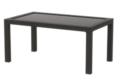 Стол пластиковый RATTAN 160x95см прямоугольный со стеклом (антрацит)