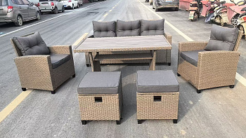 Набор мебели Морис  2 уп.(ротанг серый, подушки серые) 