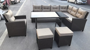 Набор мебели Версаль ПРЕМИУМ-2  2 уп.(ротанг коричневый, подушки бежевые) 